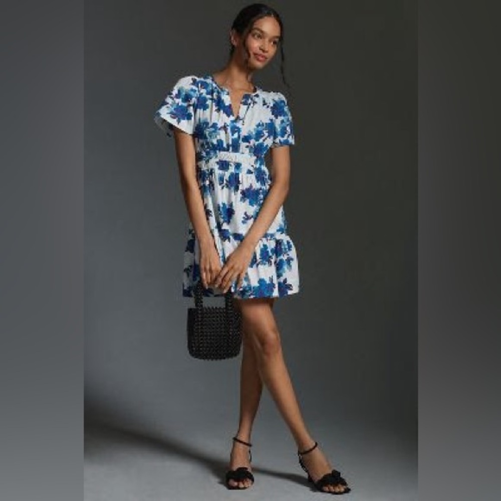 Anthro Somerset Mini Dress - Blue Floral